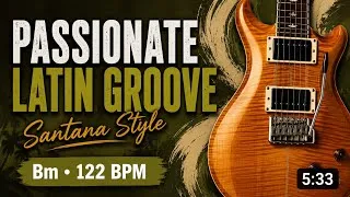 Thumbnail: 🎸 Passionate Latin Groove Backing Track | Santana Style | B Minor • 122 BPM