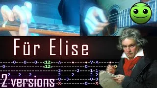 Thumbnail: Für Elise but played in 2 versions | Guitar Tutorial [TABS] Fingerstyle