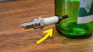 Thumbnail: No Glass Cutter Needed 😱! Easy Way to Cut a Glass Bottle in Half with just a Spark Plug!