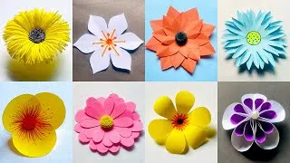 Thumbnail: 8 DIY paper flowers/Making paper flowers/Easy paper flower making/How to make paper flower/crafting.