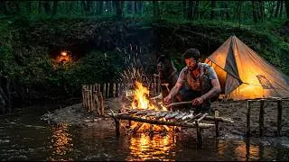 Thumbnail: 3 DAYS SOLO SURVIVAL - Primitive Fishing, Catch & Cook. Tarp Shelter @BushcraftHakankarahan
