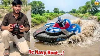 Thumbnail: 3-in-1 RC Navy Boat Test 😱 Travels on Water, Land, and Air🔥Hammad Store💪