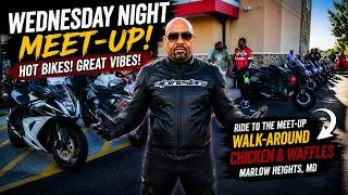 Thumbnail: 🏍️ Wednesday Night Motorcycle Meet-Up | Hot Bikes, Great Vibes & Chicken & Waffles Ride! 🔥