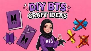 Thumbnail: DIY BTS Mini Notebook 💜 | No Glue No Tape | 3 Easy School Crafts