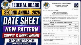 Thumbnail: Federal Board SSC 2nd Annual Examination 2026 DateSheet | Supply & Improvement Papers Fbise 2026 
