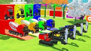 Thumbnail: TRANSPORTING ALL COLORFUL CATERPILLAR EXCAVATOR, VOLVO MIXER TRUCK WITH SCANIA TRAILER TRUCK