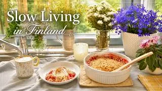 Thumbnail: Slow Living in Finland: Baking Rhubarb Strawberry Crumble🍓Lemon Herb Chicken🥘Lake Walk & Gardening 🌸