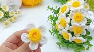 Thumbnail: How to Crochet an Easy Daisy Flower 🌼 Step-by-Step Flower Bouquet Tutorial #crochet #flowers 