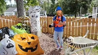 Thumbnail: 🎃 Leaf Blower Fun with Handyman Hal | Halloween Leaf Cleanup & Monster Tree Stump! 🍂👻