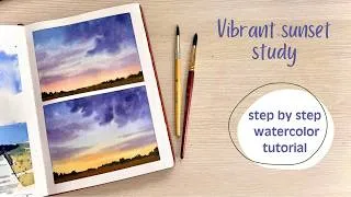 Thumbnail: Watercolor for beginners: paint a vibrant sunset in UNDER 15 MINUTES
