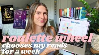 Thumbnail: roulette wheel chooses my reads for a week 🎡 (4th of july weekend, crafting, & cozy reading vlog!)