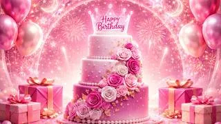 Thumbnail: 🎂 Happy Birthday 🎉 Dreamy Pink Cake Countdown (Magical 2026 Video) 💖✨