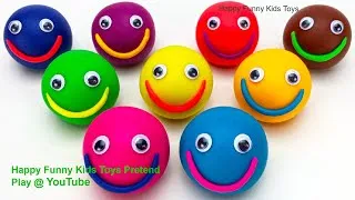 Thumbnail: Play Doh Balls Smiley Face with Cookie Molds Surprise Toys and Learn Colors