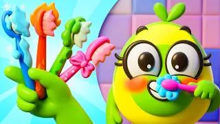 Thumbnail: Brush Your Teeth Song – Morning and Night! 🎵🦷😊 Happy Habits Funny Stories 🥑