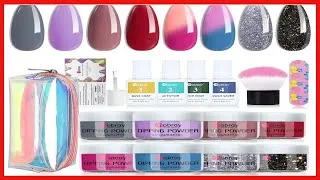 Thumbnail: Mobray Dip Powder Nail Kit Starter, 6 Colors Purple Red Grey Glitter and 2 Changing Color Dipping