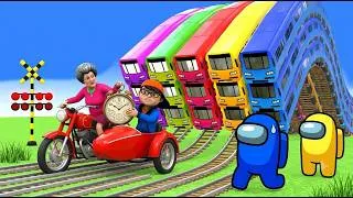 Thumbnail: 【踏切アニメ】あぶない電車【カンカン】電車 5 Train Climbing Pynamid 2025 🚦 Fumikiri 3D Train Railroad Crossing Animation