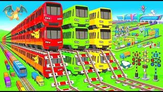 Thumbnail: 【踏切アニメ】あぶない電車 Ms PACMAN Vs 5 Train Crossing 🚦 Fumikiri 3D Railroad Crossing Animation