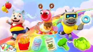 Thumbnail: Healthy 🥦 Vs Junk Food Song 🍔 Game Challenge | Kids Songs & Nursery Rhymes | Happy Song