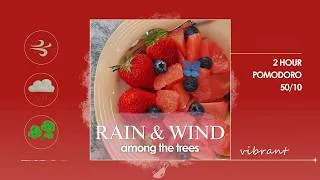 Thumbnail: 4K 50/10 2-hour POMODORO Rain & Wind among the Trees FOCUS & RELAX | Breathing Exercise
