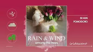 Thumbnail: 4K 50 MIN POMODORO 🐾🌧️ Rain & Wind in the Forest | Focus + Breathing Exercise #cuteanimals