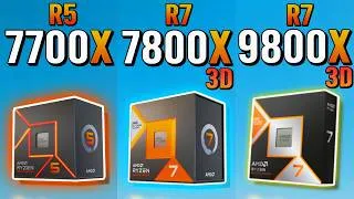 Thumbnail: R7 7700X vs R7 7800X3D vs R7 9800X3D  -  Big Upgrade?!