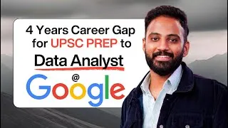 Thumbnail: 🔥Data Analyst at Google after UPSC Prep l 4 years of Career Gap I Data Analyst Roadmap🚀