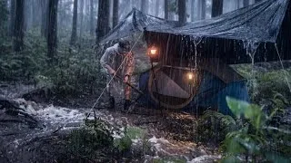 Thumbnail: SOLO CAMPING in EXTREME RAIN with THUNDER‼️ Thunder Hits Near My Tent‼️