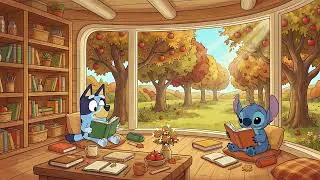 Thumbnail: Bluey & Stitch Autumn Apple Orchard Reading 🍎 Soft Lofi Beats for Study & Work 🍂 Cozy Orchard Escape