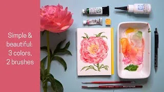 Thumbnail: Beginner-friendly coral charm peony | Watercolor tutorial