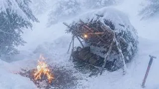 Thumbnail: Surviving the SNOWSTORM by Building a Warm Bushcraft Shelter | No Tent, No Sleeping Bag