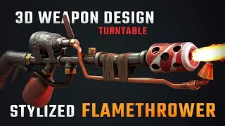 Thumbnail: Weapon Design - 3D Stylized Flamethrower (Turntable)
