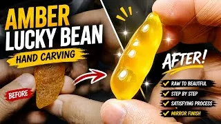 Thumbnail: Hand Carved Amber Lucky Bean Pendant | Satisfying Jewelry Making