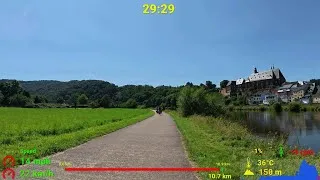 Thumbnail: 30 minute Indoor Cycling Workout Saar River 🚴‍♂️🌞💚🍷 Garmin 4K Video
