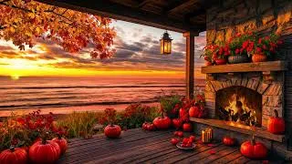 Thumbnail: Cozy Autumn Seaside Retreat | Fireplace Sounds & Ocean Waves | Calm Night Ambience for Sleep