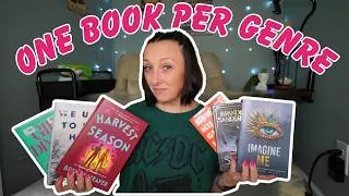 Thumbnail: july tbr | one book from every genre i own | get outside my comfort zone | in another slump?!