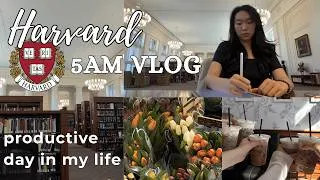 Thumbnail: 5AM HARVARD PRODUCTIVE DAY IN MY LIFE 🏫 last week of school, study motivation, ube matcha