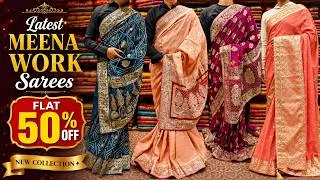 Thumbnail: Designer Partywear Sarees Flat 50% OFF | New Model Meena Work Fancy Sarees