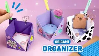 Thumbnail: Оригами Органайзер из бумаги | Подставка для канцелярии из бумаги
