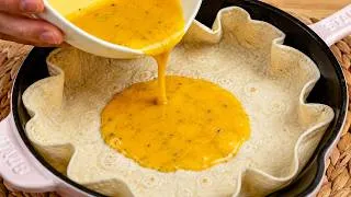 Thumbnail: Pour 4 egg over tortillas! Super easy & delicious breakfast recipe