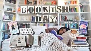 Thumbnail: a cozy bookish day in my life 📖🍵 book journaling, book mail unboxing & finishing my current reads