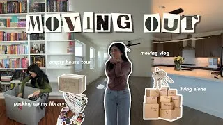 Thumbnail: I’M MOVING OUT 🏡📦 packing my entire library, empty house tour + first night alone vlog