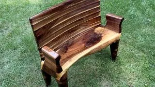 Thumbnail: Carved Walnut Bench