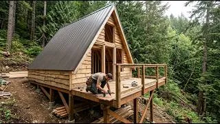 Thumbnail: From Bare Frame to Tiny Raised A Frame Cabin on a Steep Forest Hillside  Full Build
