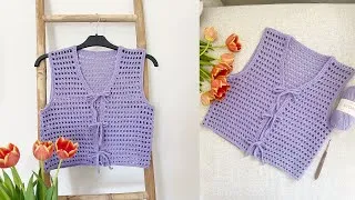 Thumbnail: Crochet Front Tie Vest Top Tutorial