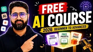 Thumbnail: Free Job Ready AI Course 2026 | Beginner to Advanced | FREE Certificate + Projects + Swags 🎁