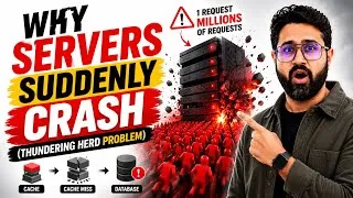 Thumbnail: Why Servers Suddenly Crash (Thundering Herd Problem) - System Design Series