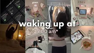Thumbnail: waking up at 5AM🎧📝morning routine, skincare, studying, grwm, cute outfits