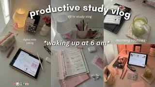 Thumbnail: study vlog *PRODUCTIVE & REALISTIC*🍵📝 studying for exams, getting up early, lots of notes