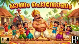 Thumbnail: ഓണം പൊന്നോണം Fun with Mahabali Onappattu|Kerala|Onam|Food|Cartoon|Rhymes|Kids|Festival|Malayalam|AI