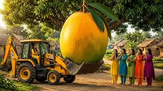Thumbnail: Village Girls Rescue Giant Mango with JCB | Giant Mango Harvest & Village Adventure#viralvideo
